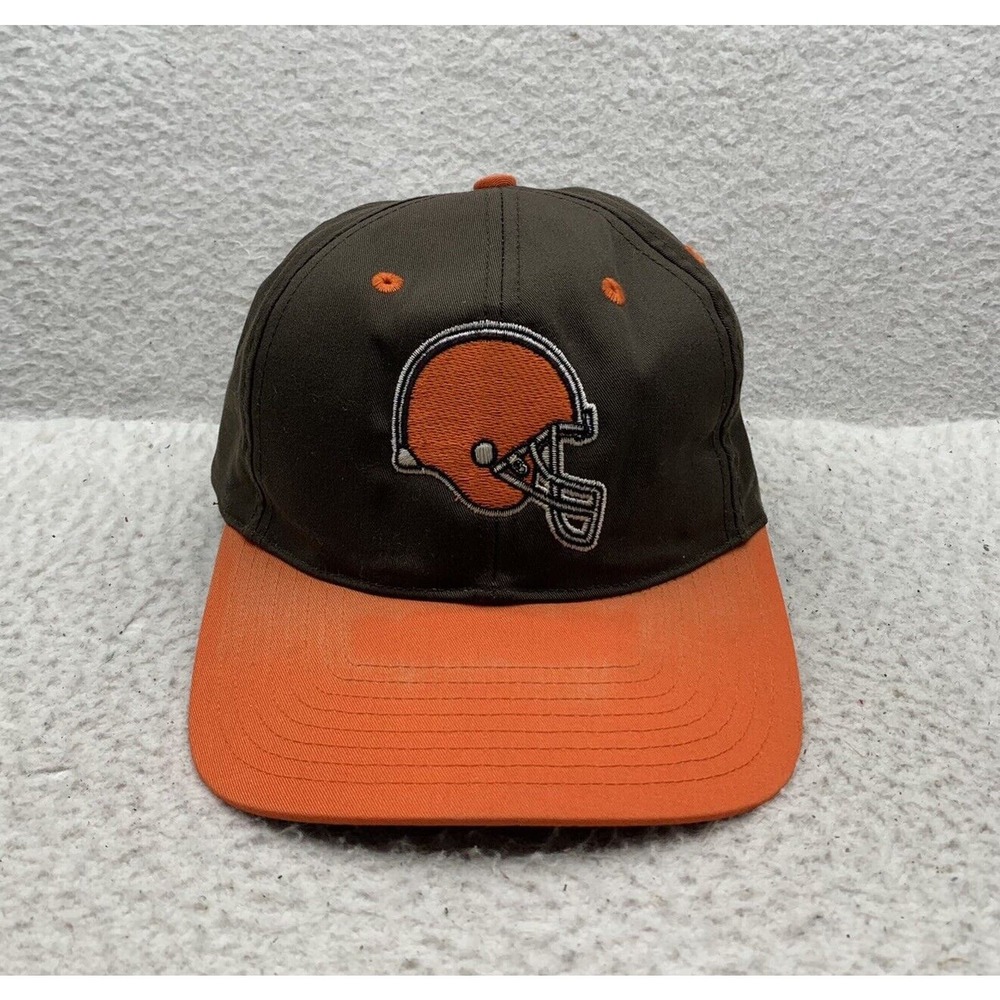 VTG Twins Cleveland Browns Snapback Hat NFL Plain Logo Helmet Brown Orange